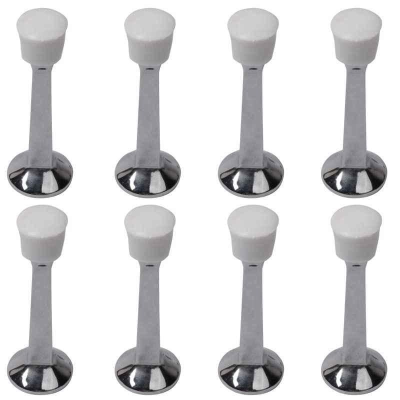 Screwtight 3 inch Zinc Satin Nickel Finish Wall Mounted Round Door Stopper, Z230403SN-8 (Pack of 8)