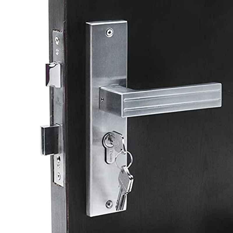 Voltizi Yezdi 8 inch â€ŽSteel Matt Finish Cylindrical Plate Mortise Door Lock with Handle, â€ŽVL-CR015-A