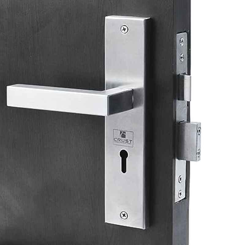 Homexpert LB-201 8 inch Stainless Steel Silver Cylindrical Plate One Side Key Mortise Door Lock Set