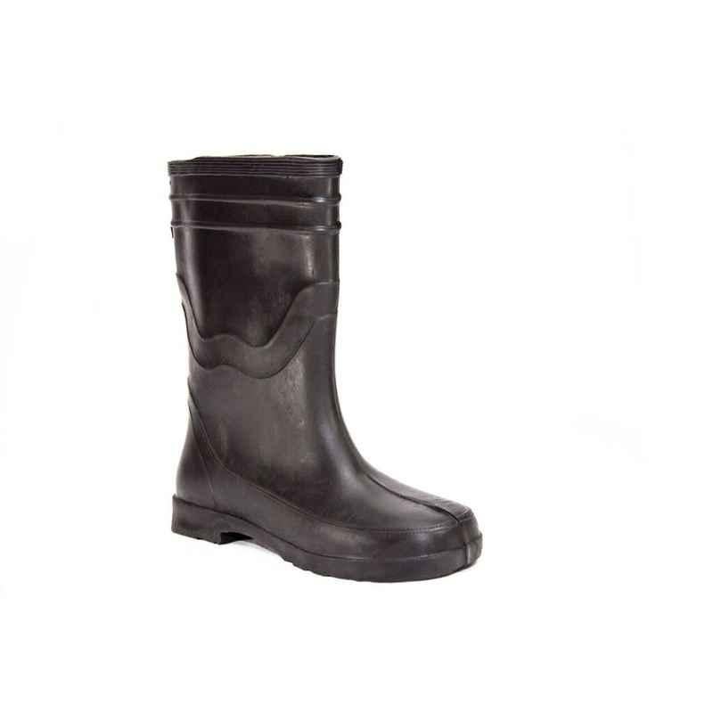 Captain PVC Black Rubber Toe Work Gumboots, Size: 9