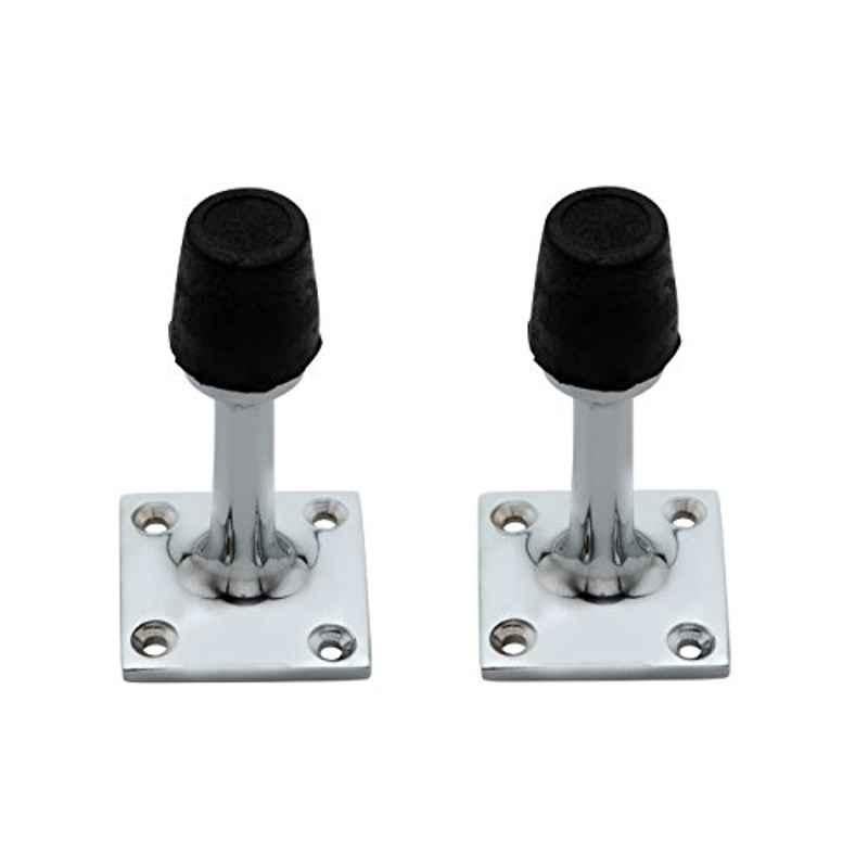 Screwtight 3 inch â€ŽZinc Chrome Finish Skirting Mount Door Stopper, â€ŽZ230101 (Pack of 2)