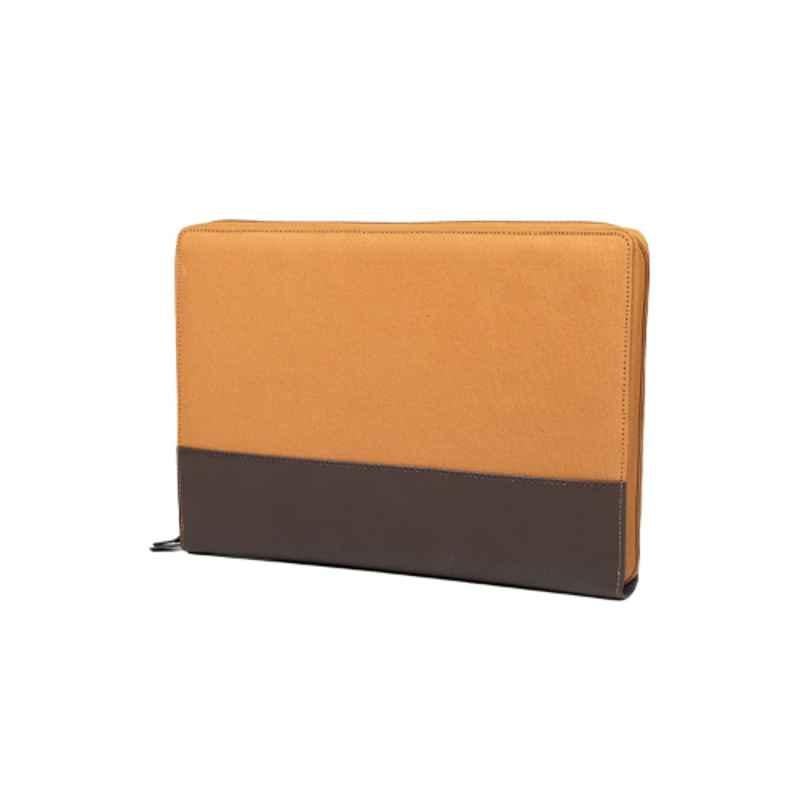 All Sorted 14 inch Faux Leather Khaki & Brown Laptop Sleeve