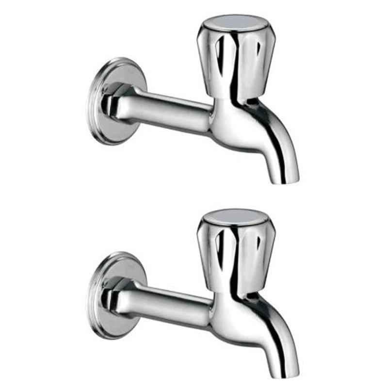 Drizzle Conty 2 Pcs Brass Chrome Finish Silver Long Body Bib Cock Set, ALONGCONTI2