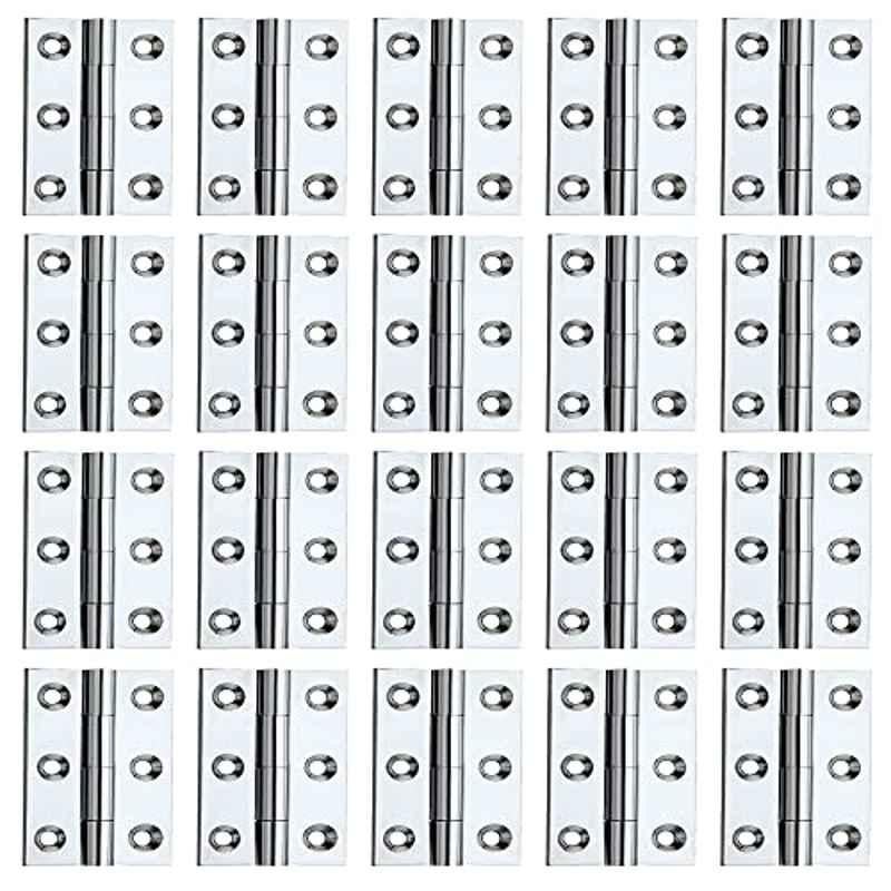 Screwtight 2 inch Brass Chrome Plated Cabinet Hinge Butt Hinge, B170103CP-20p (Pack of 20)
