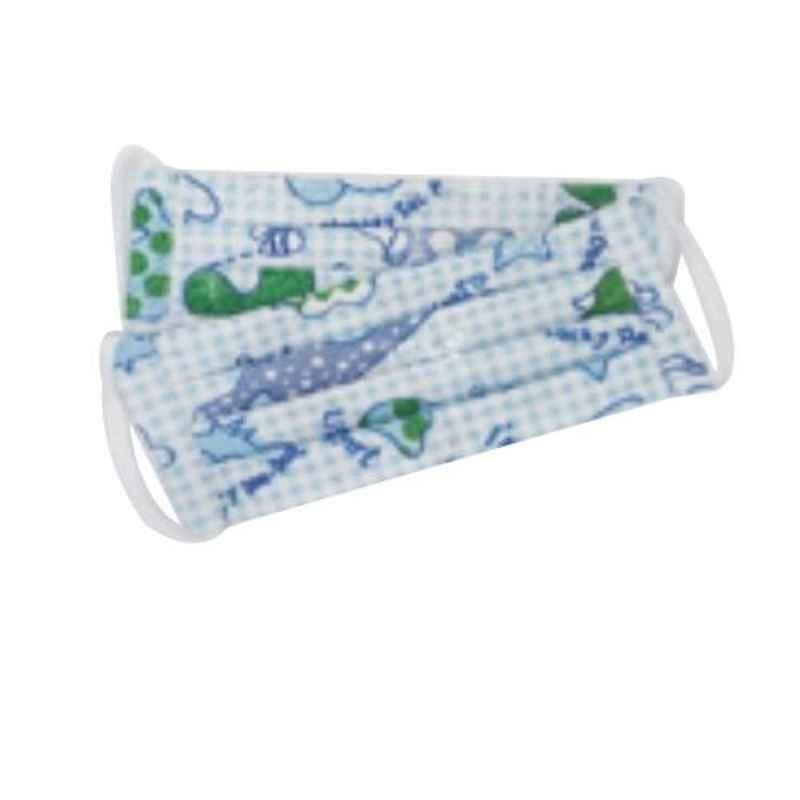 Ivillage 2 Pcs Small Cotton Fabric Blue Baby Print Face Mask for Kids Set, Mask01S_Printed2 (Pack of 500)