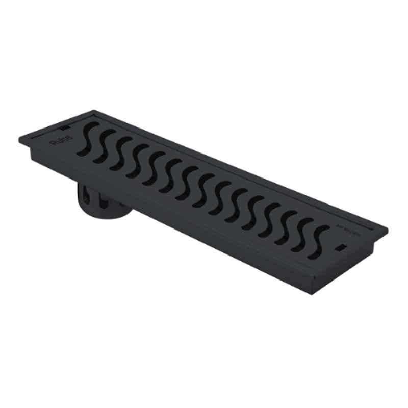 Ruhe 36x5 inch Stainless Steel 304 Black PVD Coated Wave Shower Drain Channel, 16-0131-19