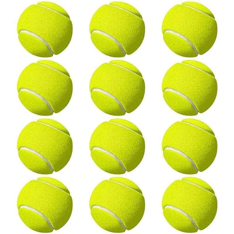 Forgesy 12 Pcs Yellow Rubber Light Weight Cricket Tennis Ball Set, GSS056