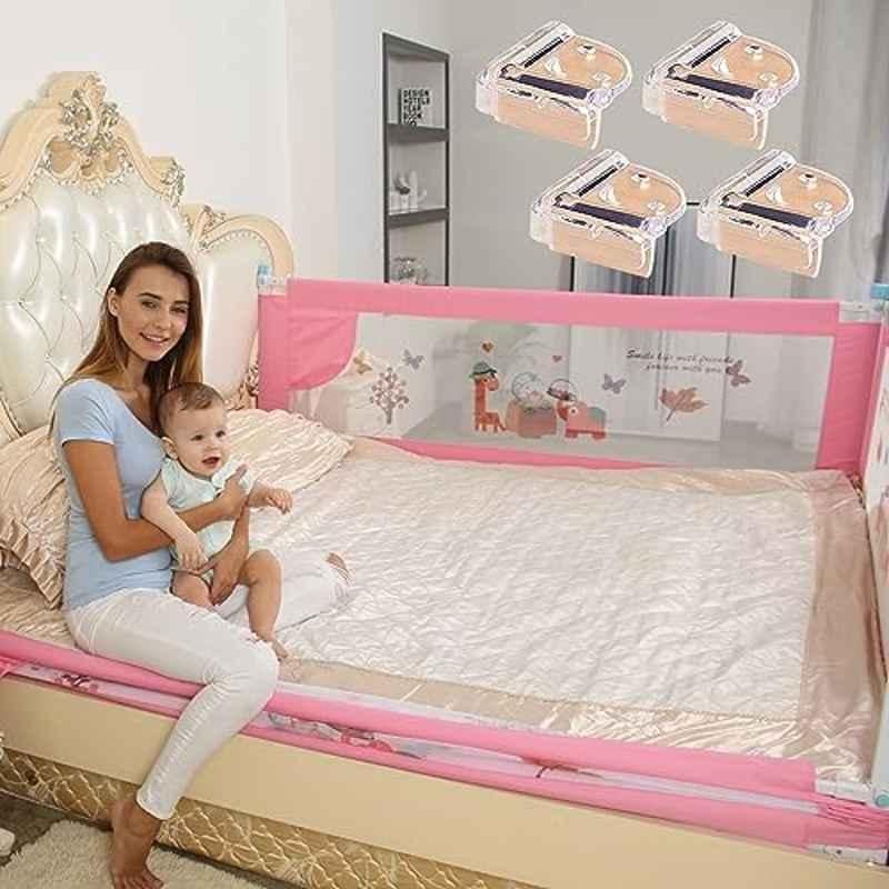 Safe-O-Kid 6.5x2.1ft Pink Washable Designer Bed Rail Guard for Baby, SOK9BDR2MUPPK01