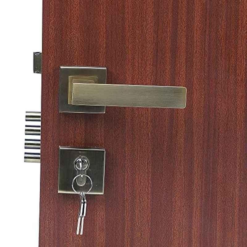 Homexpert Rose LB-10003 Stainless Steel Antique Brass Finish Cylindrical Plate Both Side Key Mortise Door Lock Set