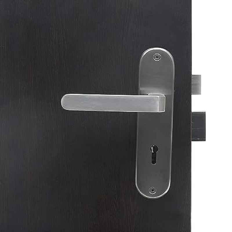 Handle Waala LB303 8 inch Stainless Steel Silver Round Ky Plate Mortise Door Lock Set