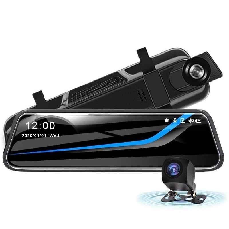 AUSHA 10 inch IPS Touch Display Front & Rear View Dual Dash Camera with 170 deg Wide Angle, Loop Recording & G-Sensor