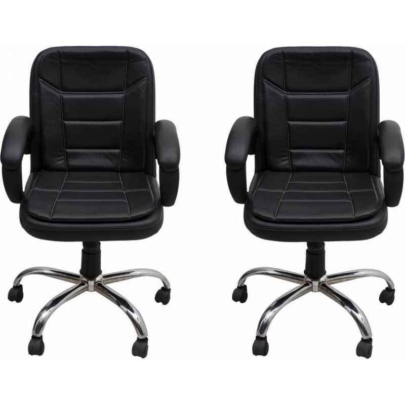 Mezonite xxlarge Back Leatherette Black Office Chair (Pack of 2)