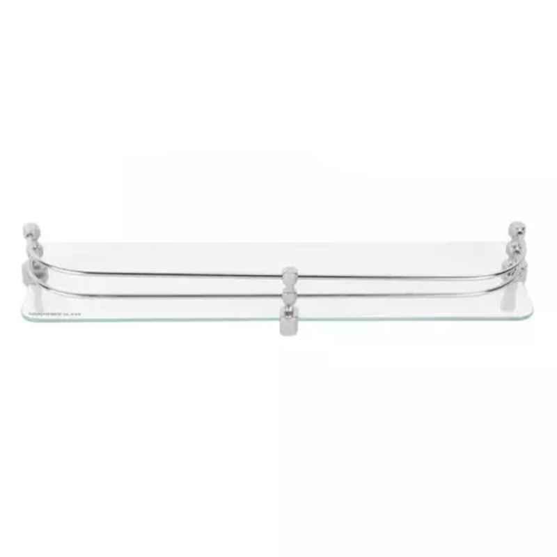 Harbalife 18x6 inch Rectangular Toughened Glass Bathroom Wall Shelf, TS6M618TSSPABSP
