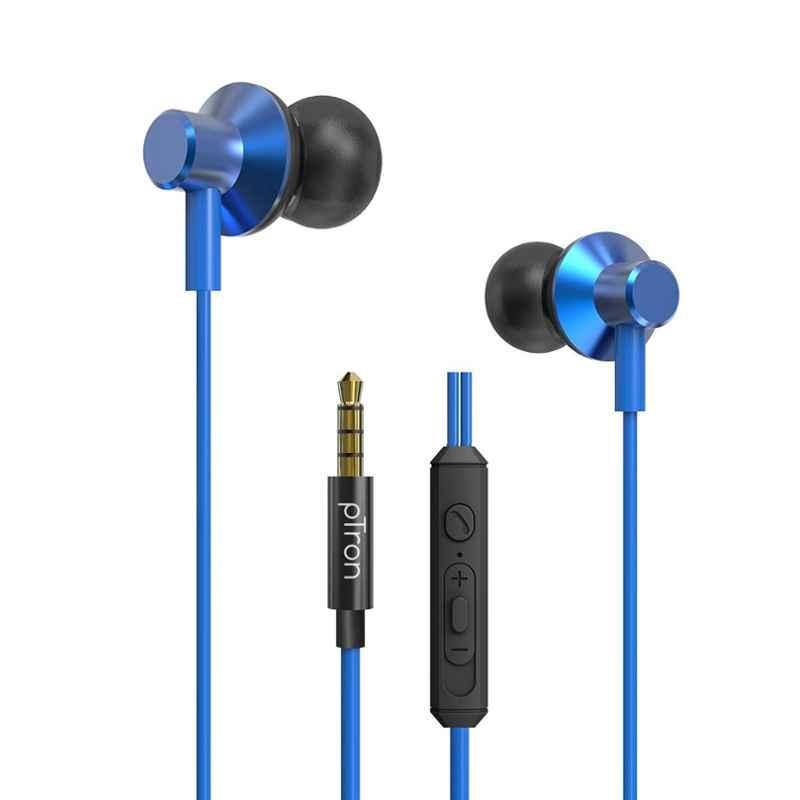 pTron Pride Lite 10mm Blue In-Ear Wired HBE Earphones with Mic, Stereo Audio, Noise Cancelling Headset & 1.2m Tangle-Free Cable