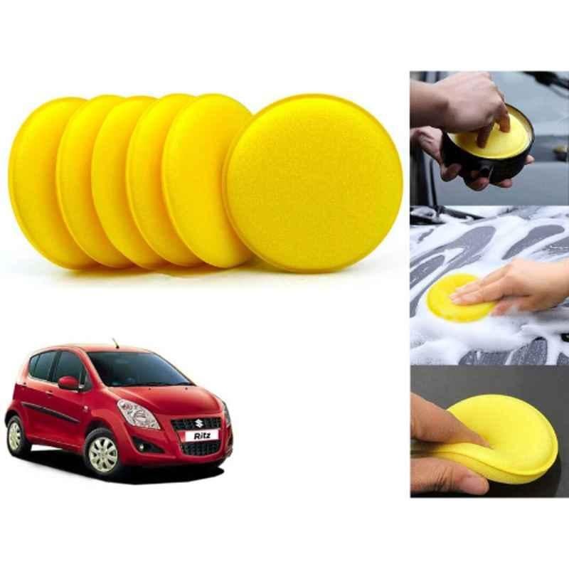 Auto Pearl Polyurethane Beige Washing & Waxing Polish Foam Sponge for Ritz T1 2012-2014 (Pack of 6)