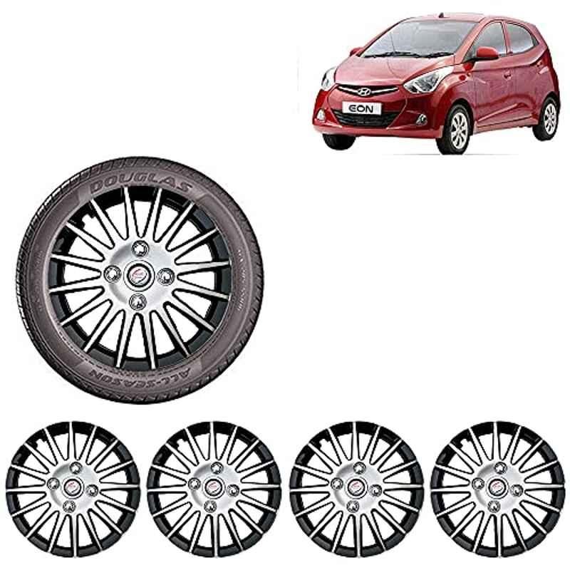 Auto Pearl 4 Pcs 12 inch ABS Silver & Black Wheel Cover Set for Hyundai Eon D-Lite