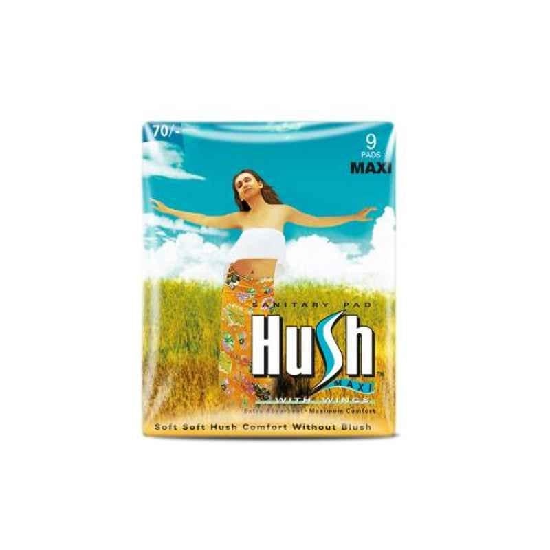 Hush Maxi 9 Pcs 280mm Straight Sanitary Napkins with Wings, H280M-8-7 (Pack of 8)