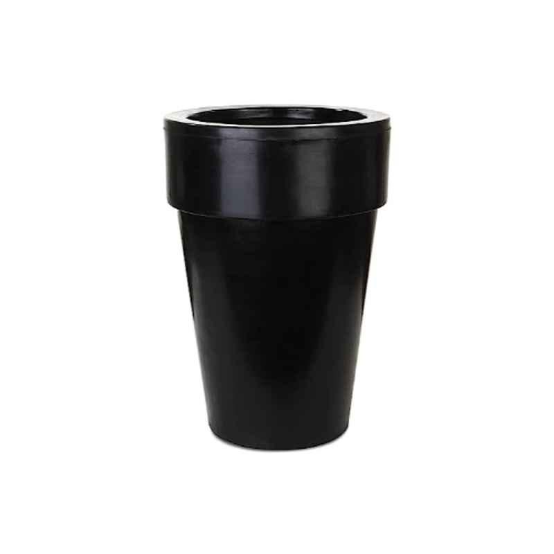 Blume Curvada 27 inch Black Plastic Round Polished Finish Flower Pot, CR-NL-L-BLK