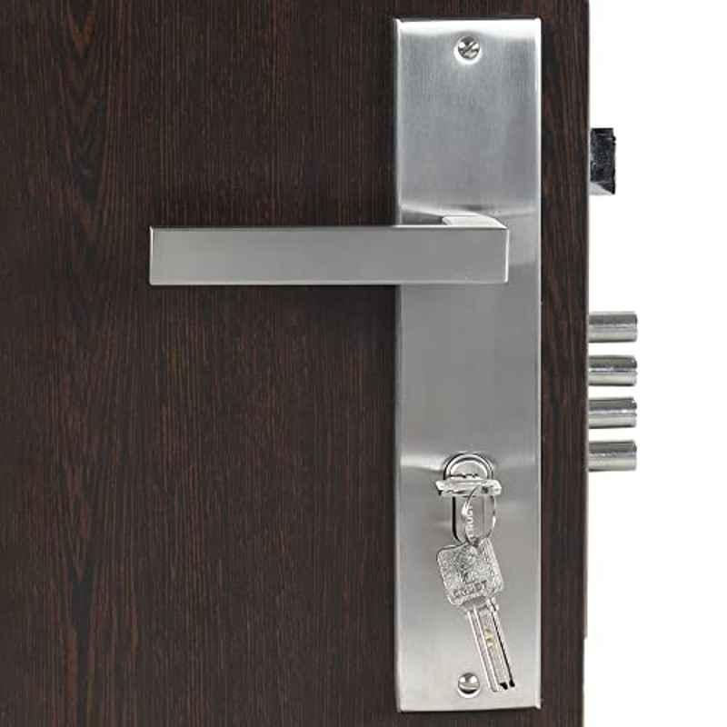 Homexpert LB301 10 inch 60mm Stainless Steel Silver Cylindrical Plate Both Side Key Mortise Door Lock Set