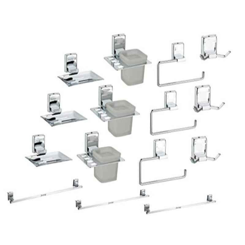 Jovial Cubix 15 Pcs Stainless Steel 304 Bathroom Accessories Set, CX700-3