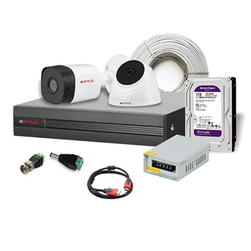 CP Plus 2.4MP 1 Pc Night Vision Outdoor Bullet Camera & 1 Pc Indoor Dome Camera Set with 4CH DVR, 90m Co-Axial Cable, 4CH Power Supply, 1TB HD, HDMI, BNC & DC, CP-UCK-TD11H-B1