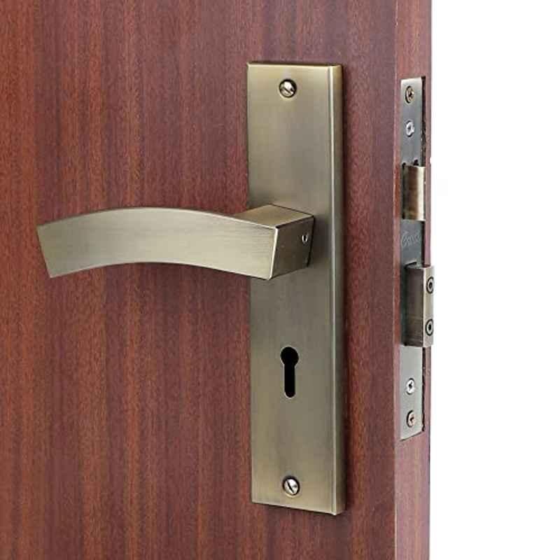 Homexpert LB10002 8 inch 60mm Stainless Steel Antique Brass Finish Cylindrical Plate Mortise Door Lock Set