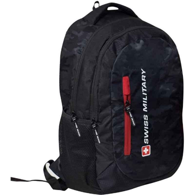 Swiss Military LBP87 26 Litre Polyester Black & Navy Blue Camouflage Print xxlarge Laptop Backpack