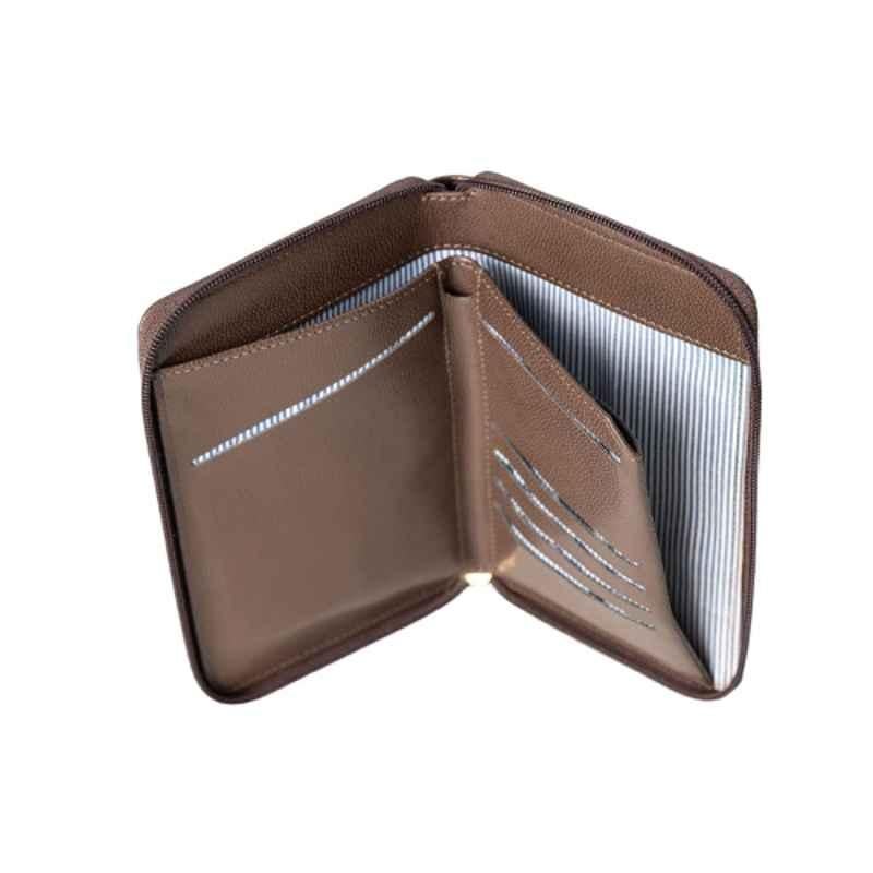 All Sorted Faux Leather Brown Passport Holder with Card, Currency & Sim Card Slots