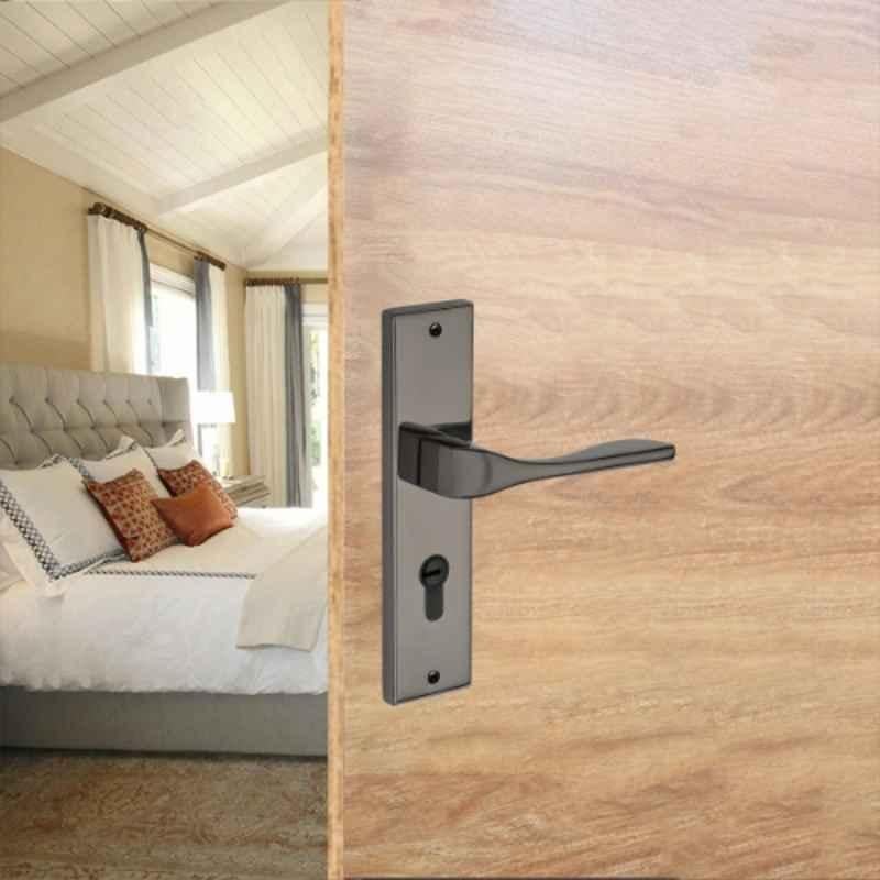 Plus Point Eagle 2 Pcs 58mm BN Finish Brass Mortise Door Handle Set with Stainless Steel Plate