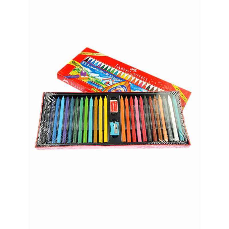 Faber-Castell 110mm Erasable Plastic Crayon Set, 122725 (Pack of 25)