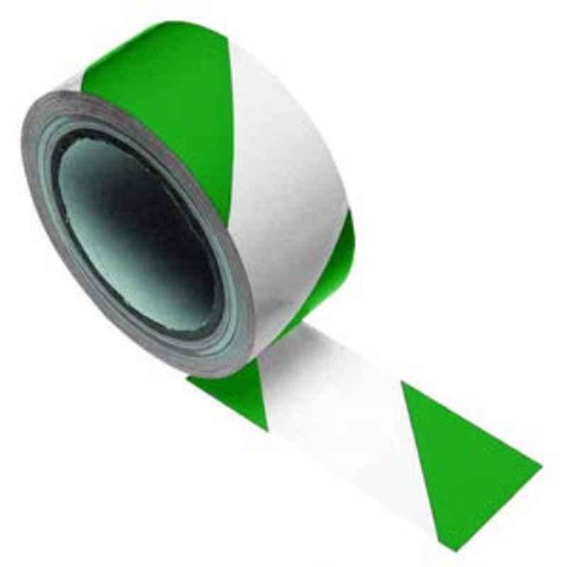 MM WILL CARE 60m 50mm Green & White Self Adhesive Floor Marking Tape, MMWILL1118