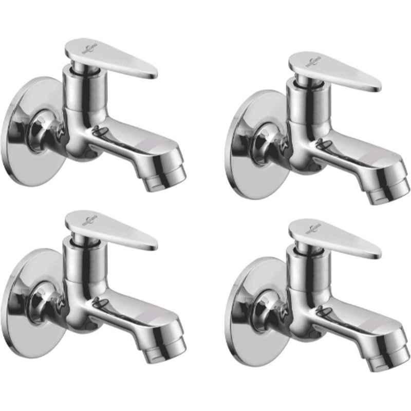 Neelkund Pan Brass Silver Chrome Finish Bib Tap (Pack of 4)