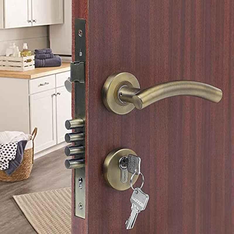 Voltizi Rose Stainless Steel 304 Matt Finish Mortise Door Lock Handle Set with Both Side Key, LB-1102