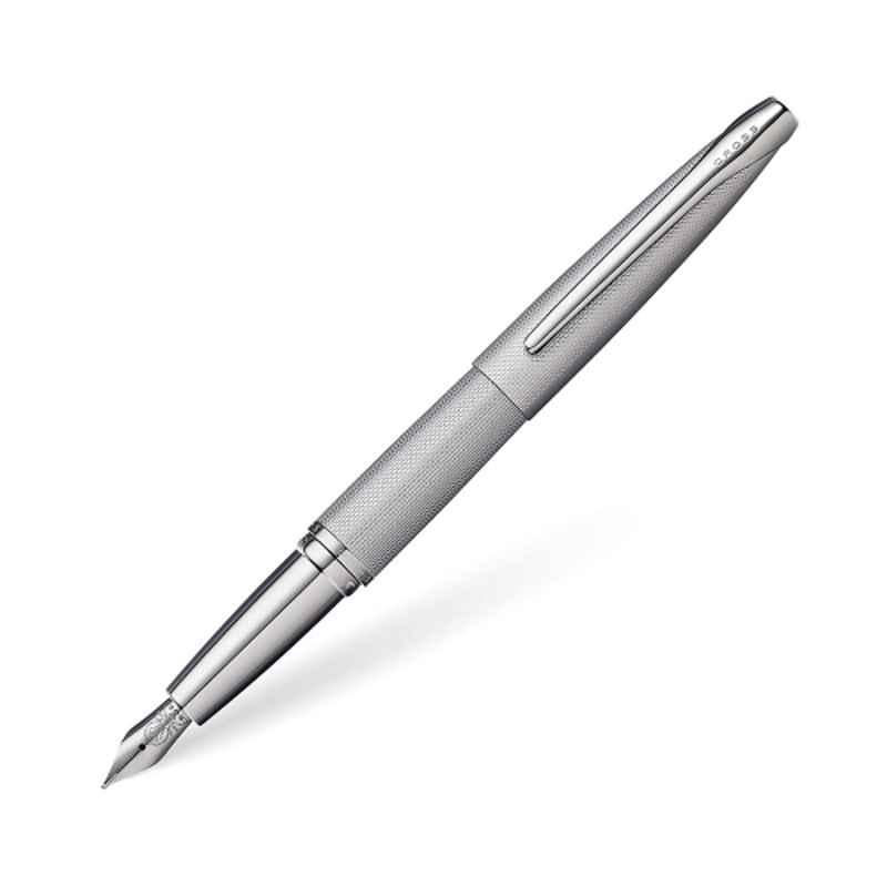 Cross ATX Black Ink Sandblasted Titanium Gray Finish Fountain Pen with 2 Pcs Black Pen Cartridges Set, 886-46MJ