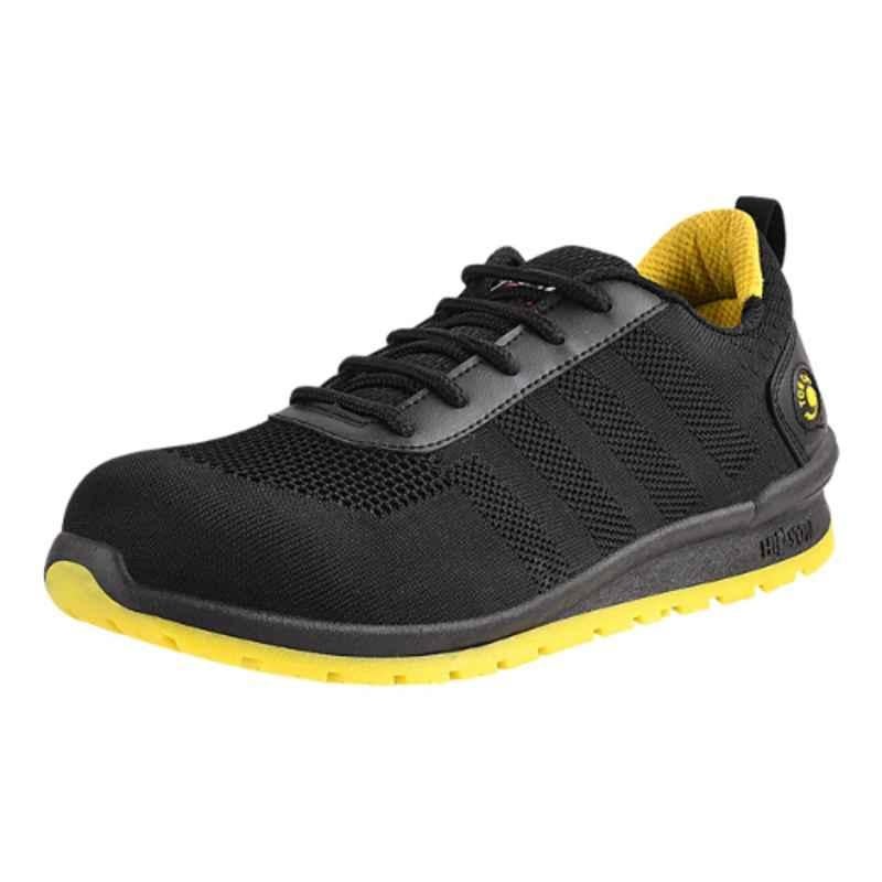 Hillson Swag 1906 Synthetic Leather Steel Toe Black & Yellow Work Safety Shoes, Size: 11