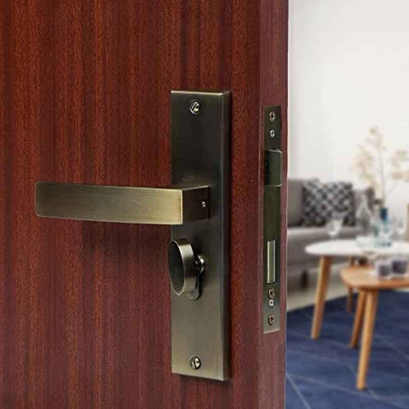 Saze 8 inch Stainless Steel Antique Finish Cylindrical Plate Mortise Door Lock Handle Set, LB10001