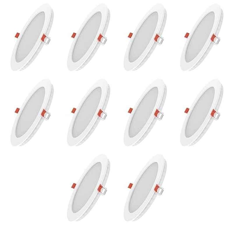 Fybros Faro 12W Polycarbonate Cool White Round LED Panel Light, FLS5057J (Pack of 10)