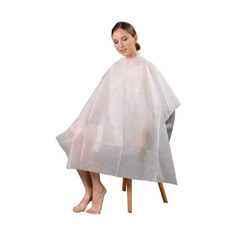 Kudize 60x40 inch 30GSM White Non-Woven Disposable Salon Apron for Hair Cutting (Pack of 50)