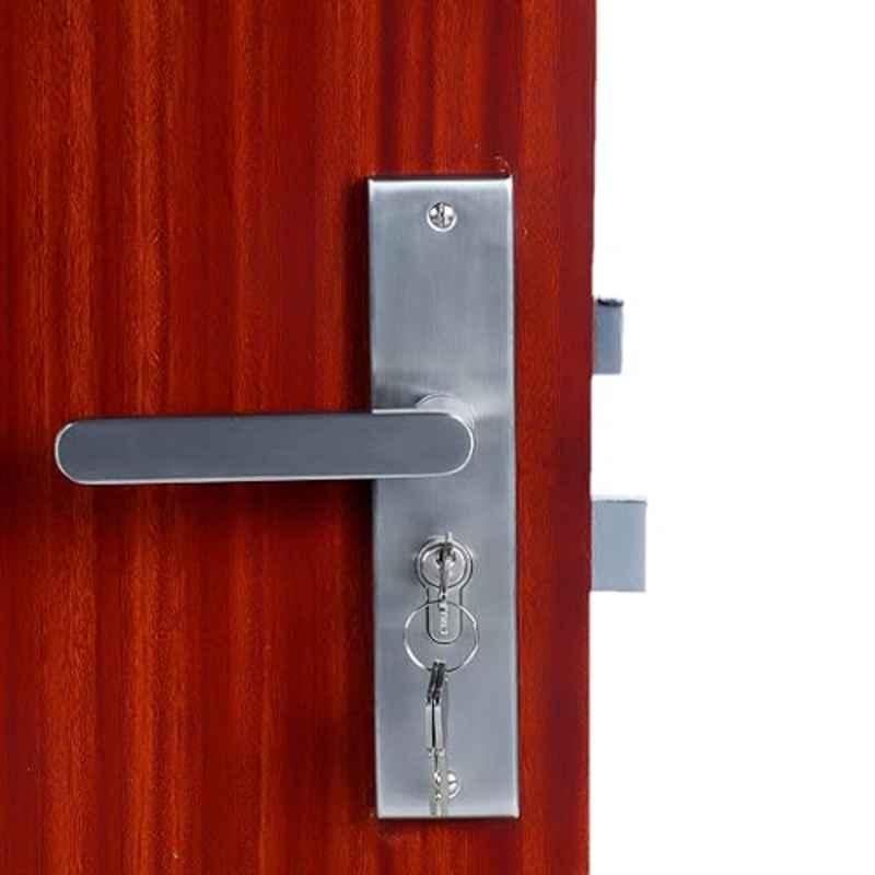 Homexpert MG304 8 inch 60mm Stainless Steel Satin Finish Cylindrical Plate Both Side Key Mortise Door Lock Set