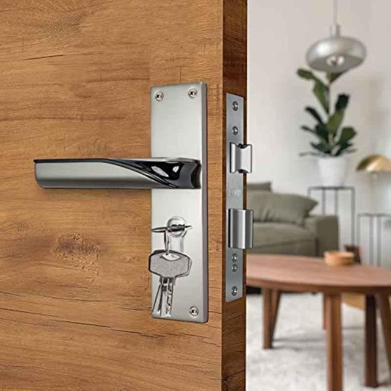 Screwtight 8 inch Zinc Satin Black Cylindrical One Side Key Mortise Handle Door Lock Set, AZMPH-TEXA-CY-SB-OSK