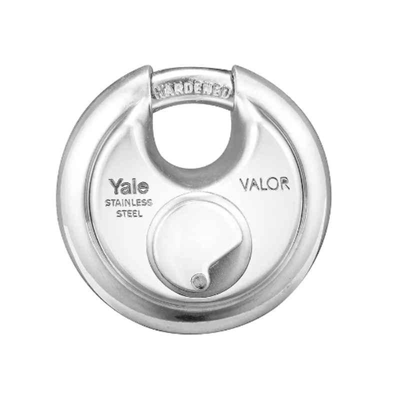 Yale 70mm Hardened Steel Chrome Plated Finish Disc Padlock with 4 Keys