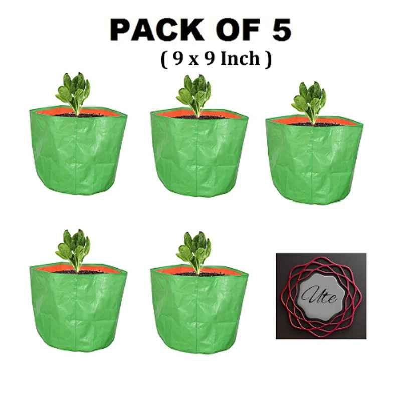 UTE 9x9 inch 250 GSM HDPE Grow Bag for Plants, UTE2001 (Pack of 5)