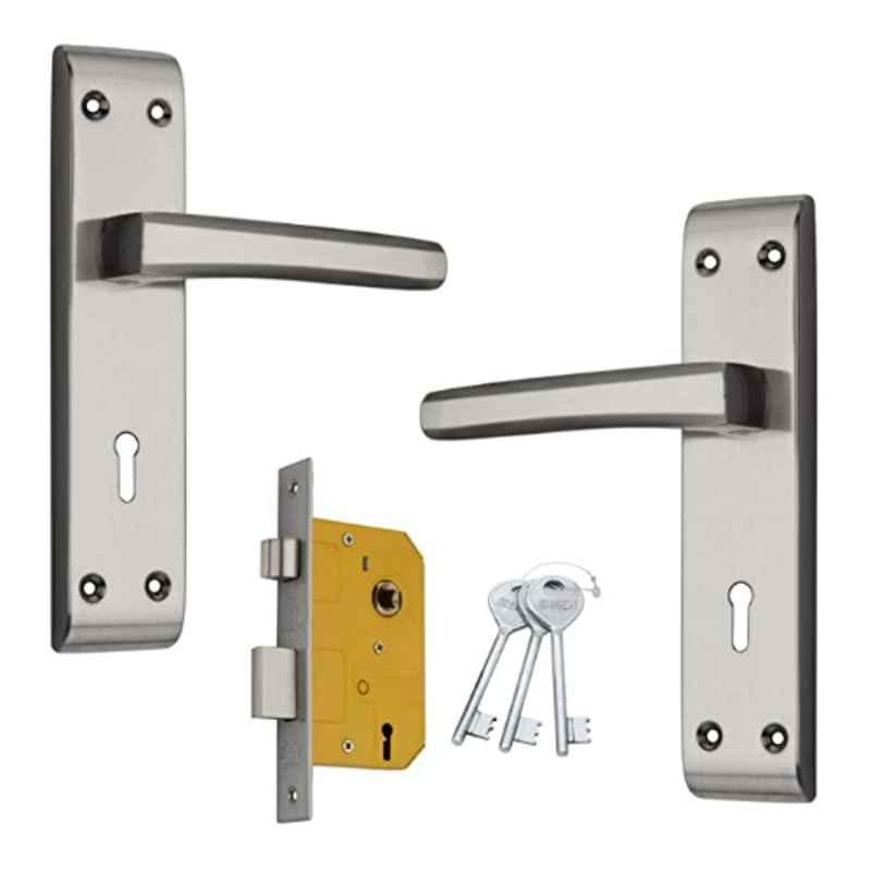 Shrida 503 Alloy Steel Black Silver Finish Mortise Lock Set