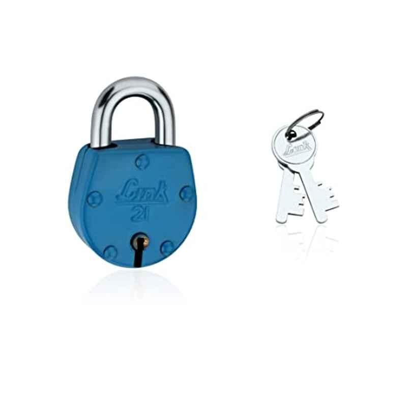 Link 42mm Iron Coloured Padlock with Brass Lever, 2 Silver Keys & Free Key Hanger, No.21 (Pack of 10)