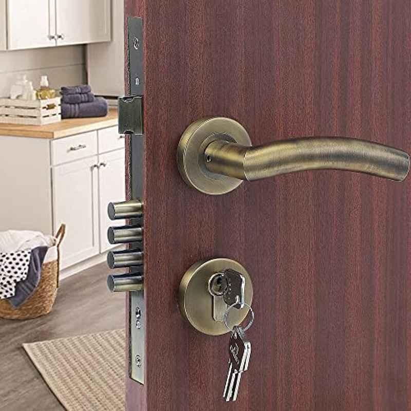 Voltizi Rose Stainless Steel 304 Antique Brass Finish Mortise Door Lock Handle Set, MG-1105