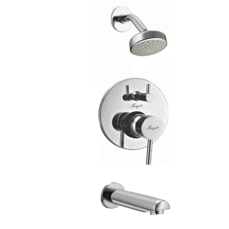 Mayur Ocich 3 Pcs Brass Wall Mount Diverter Wall Mixer Set with LAX High Pressure Shower & Bath Spout