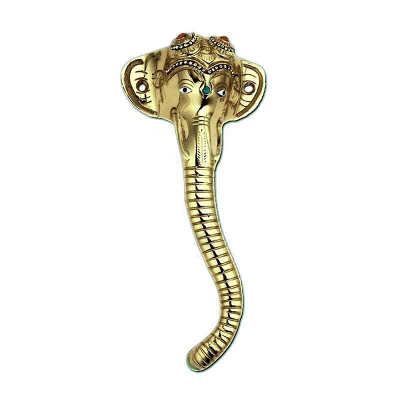 Smart Shophar 8 inch Brass Antique Ganesha Muktidaya Pull Handle, SHA10PH-MUKT-AN08-P1