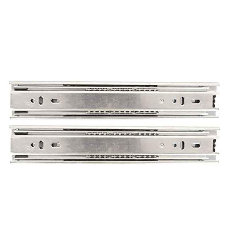 Link 2 Pcs 14 inch 45kg Silver Stainless Steel Telescopic Soft Close Drawer Channel Set