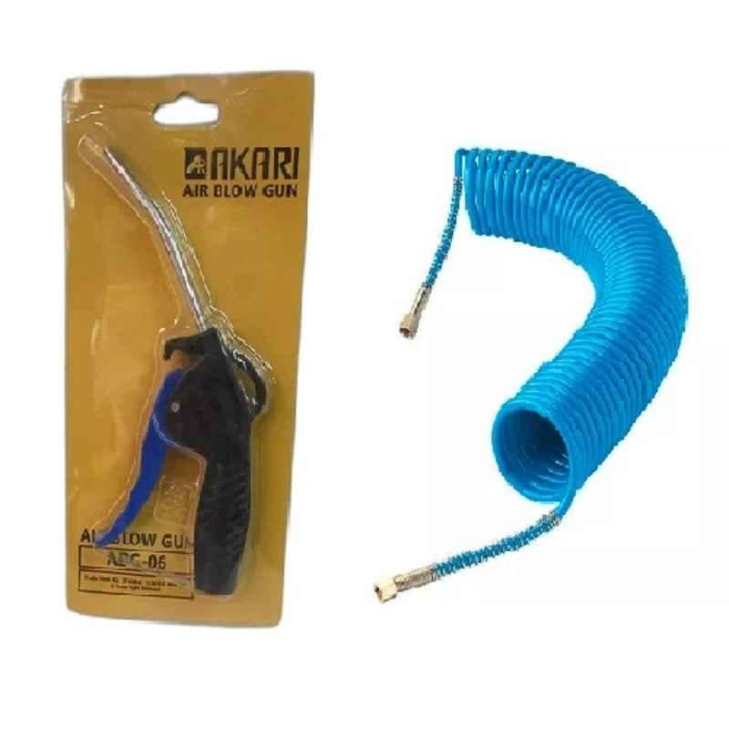 Techno 10m Blue Polyurethane Flexible Recoil Tube & Akari ABG-06 Air Blow Gun Combo