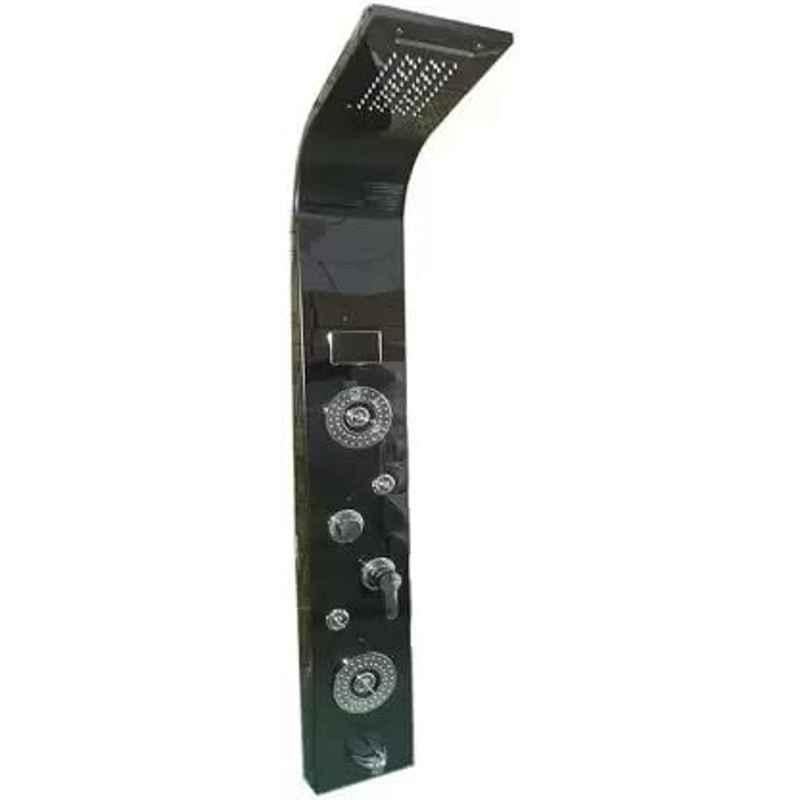 ZeeCry Black Polished Brass & Stainless Steel Wall Mounted LED Shower Panel with Rain Fall & Waterfall Function